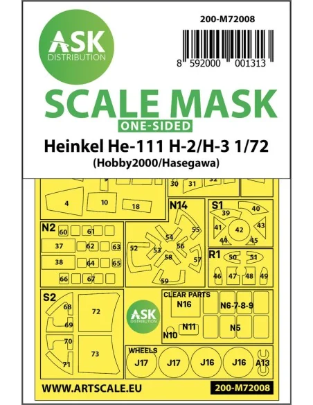 Heinkel He 111H-2/H-3 one-sided painting mask for Hasegawa / Hobby2...