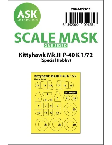 Kittyhawk Mk.III P-40 K one-sided painting mask for Special Hobby, ...