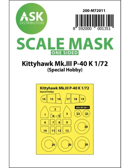 Kittyhawk Mk.III P-40 K one-sided painting mask for Special Hobby, ...