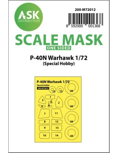 P-40 N Warhawk one-sided painting mask for Special Hobby, 1/72 - Ar...