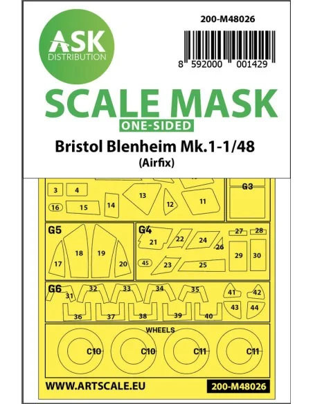 Bristol Blenheim Mk.I one-sided painting mask for Airfix, 1/48 - Ar...
