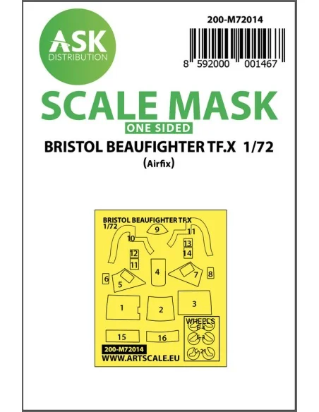 Bristol Beaufighter TF.X one-sided painting mask for Airfix, 1/72 -...