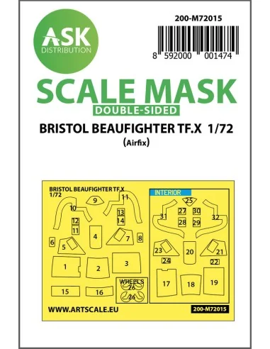 Bristol Beaufighter TF.X double-sided painting mask for Airfix, 1/7...