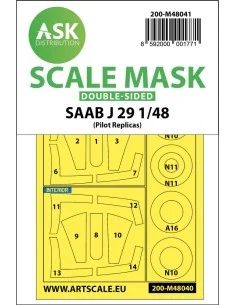 SAAB J29 B double-sided painting mask for Pilot Replicas, 1/48 - Ar...