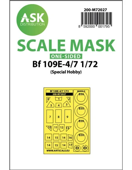 Bf 109E-4/7 one-sided painting mask for Special Hobby, 1/72 - Art S...