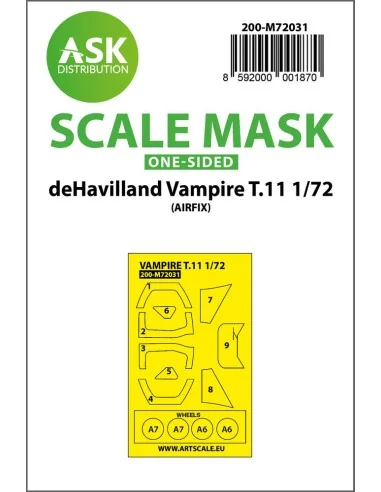 deHavilland Vampire T.11 one-sided painting mask for Airfix, 1/72 -...