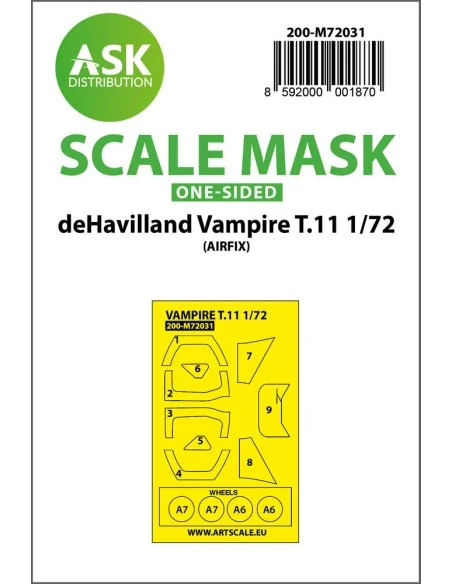 deHavilland Vampire T.11 one-sided painting mask for Airfix, 1/72 -...