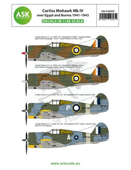 Curtiss Mohawk IV over Egypt and Burma 1941-1943, 1/48 - Art Scale ...