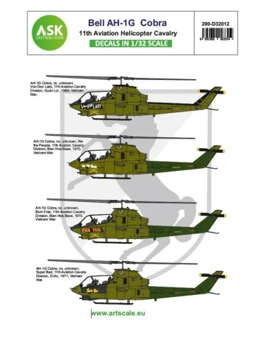 Bell AH-1G Cobra 11th Aviation Helicopter Cavalry, 1/32 - Art Scale...