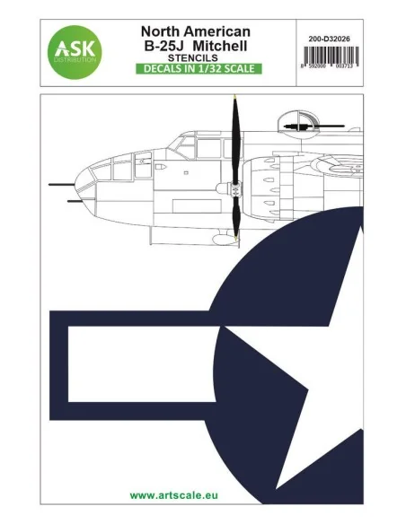 N.A. B-25J Mitchell stencils, 1/32 - Art Scale Kit 200-D32026