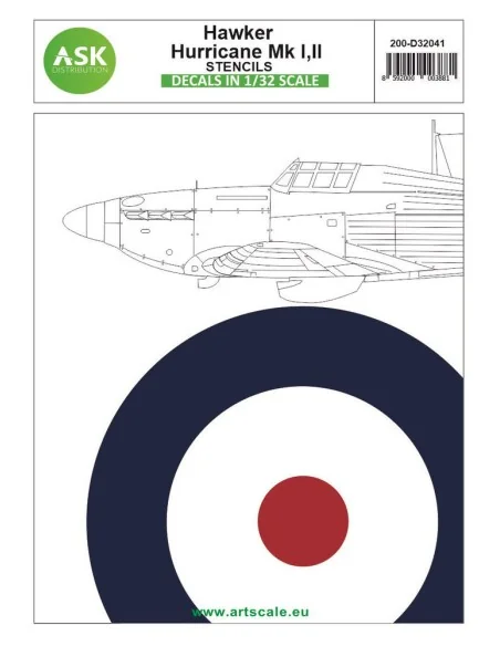 Hawker Hurricane Mk.I, Mk.II - stencils, 1/32 - Art Scale Kit 200-D...