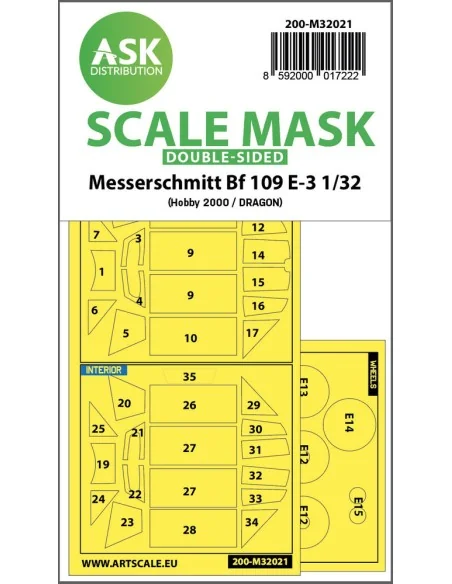 Messerschmitt Bf 109E-3 double-sided express masks for Hobby2000 / ...