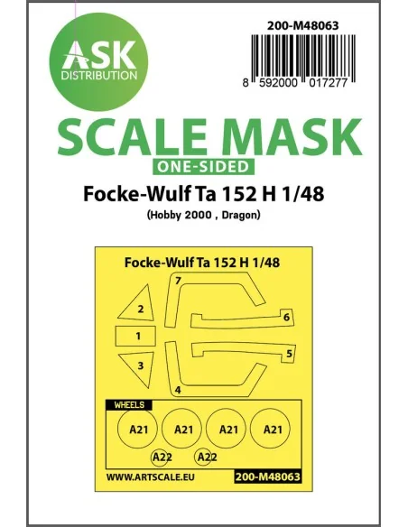 Focke-Wulf Ta 152 H one-sided express mask for Hobby2000 / Dragon, ...