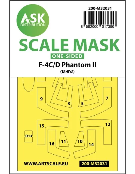 F-4C/D Phantom one-sided mask for Tamiya, 1/32 - Art Scale Kit 200-...