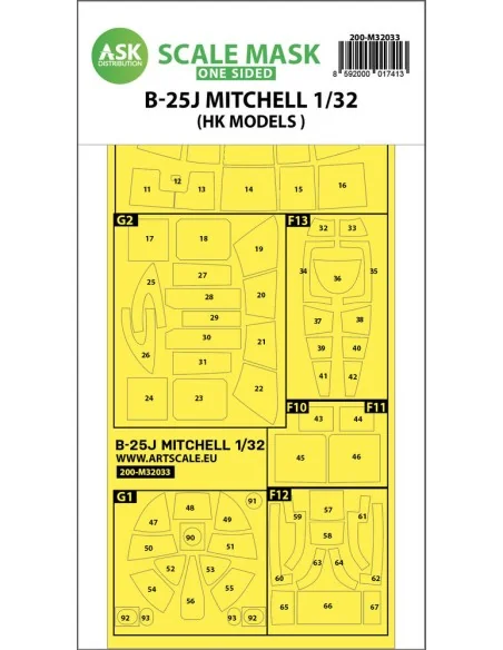 B-25J Mitchell one-sided mask for HK Models, 1/32 - Art Scale Kit 2...