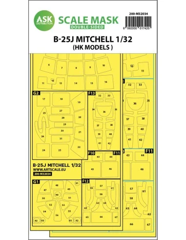 B-25J Mitchell double-sided mask for HK Models, 1/32 - Art Scale Ki...