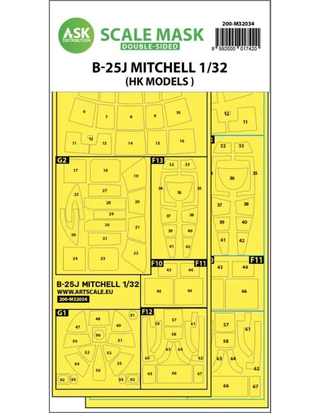B-25J Mitchell double-sided mask for HK Models, 1/32 - Art Scale Ki...