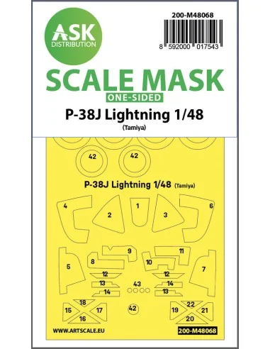 P-38J Lightning one-sided mask for Tamiya, 1/48 - Art Scale Kit 200...
