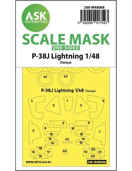 P-38J Lightning one-sided mask for Tamiya, 1/48 - Art Scale Kit 200...