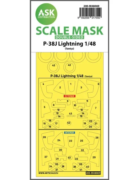 P-38J Lightning double-sided mask for Tamiya, 1/48 - Art Scale Kit ...