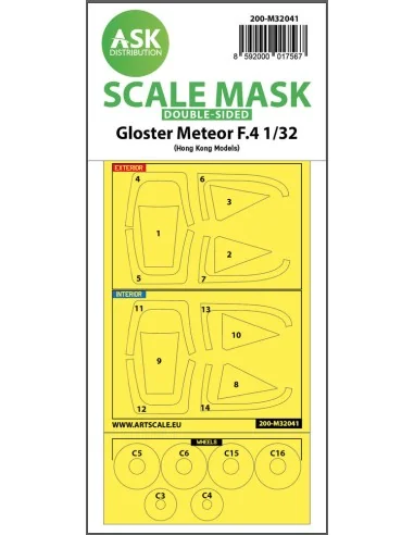 Gloster Meteor F.4 double-sided mask for HK Models, 1/32 - Art Scal...