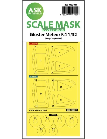 Gloster Meteor F.4 double-sided mask for HK Models, 1/32 - Art Scal...