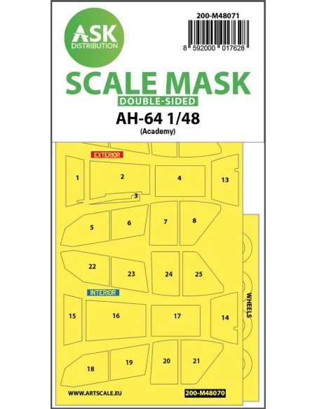 AH-64 double-sided mask for Academy, 1/48 - Art Scale Kit 200-M48071