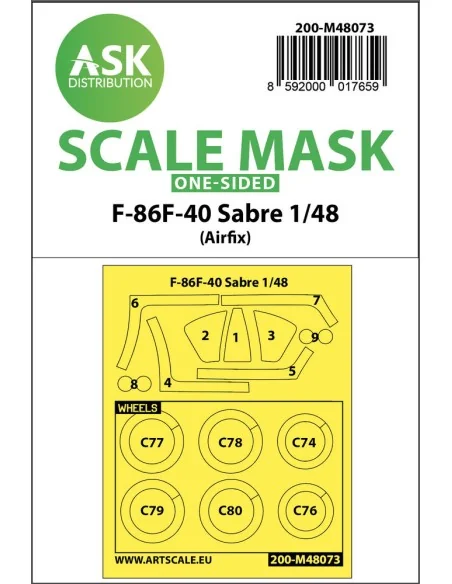 F-86F-40 Sabre one-sided mask for Airfix, 1/48 - Art Scale Kit 200-...