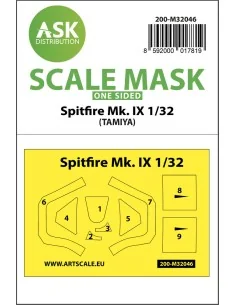 Spitfire Mk.IX one-sided masks for Tamiya, 1/32 - Art Scale Kit 200...