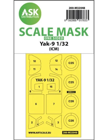 Yak-9 one-sided mask for ICM, 1/32 - Art Scale Kit 200-M32048