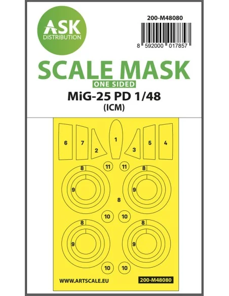 MiG-25 PD one-sided mask self-adhesive pre-cutted for ICM, 1/48 - A...