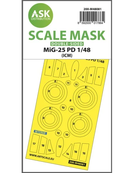 MiG-25 PD double-sided mask self-adhesive pre-cutted for ICM, 1/48 ...
