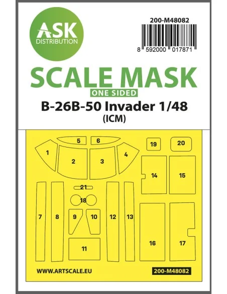 B-26B-50 Invader one-sided mask self-adhesive pre-cutted for ICM, 1...