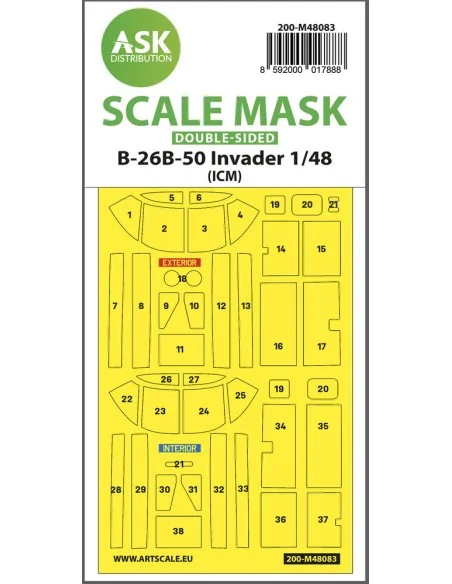 B-26B-50 Invader double-sided mask self-adhesive pre-cutted for ICM...