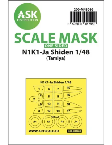 N1K1-Ja Shiden one-sided mask self-adhesive pre-cutted for Tamiya, ...