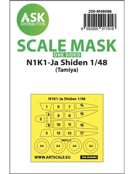 N1K1-Ja Shiden one-sided mask self-adhesive pre-cutted for Tamiya, ...