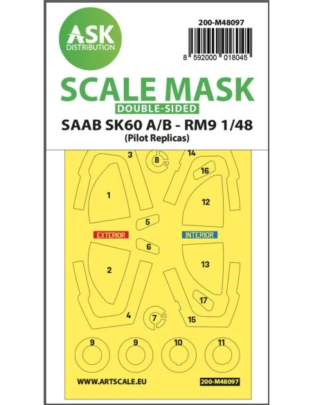 SAAB SK60 double-sided mask self-adhesive, pre-cutted for Pilot Rep...