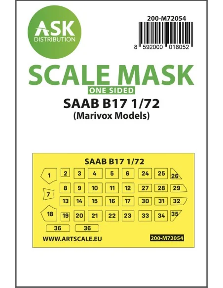 SAAB B17 one-sided painting express mask for Marivox, 1/72 - Art Sc...