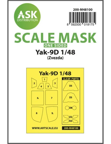 Yak-9D one-sided express mask, self-adhesive, pre-cutted for Zvezda...