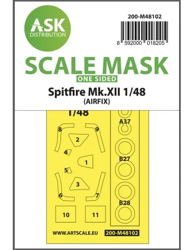 Spitfire Mk.XII one-sided mask self-adhesive, pre-cutted for Airfix...