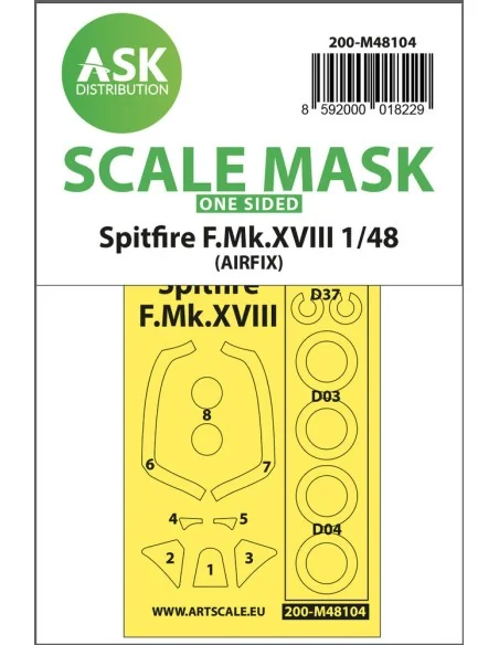 Spitfire F.Mk.XVIII one-sided mask self-adhesive, pre-cutted for Ai...