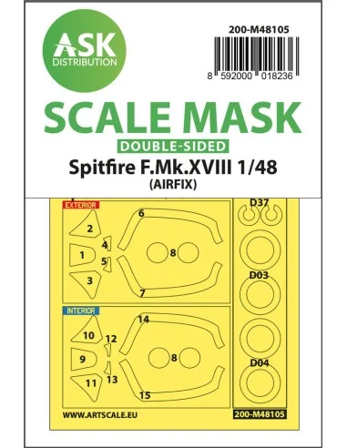 Spitfire F.Mk.XVIII double-sided mask self-adhesive, pre-cutted for...