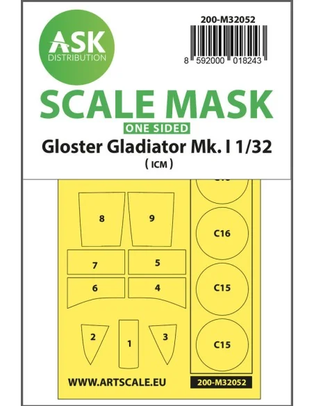 Gloster Gladiator Mk.I one-sided painting mask for Revell / ICM, 1/...