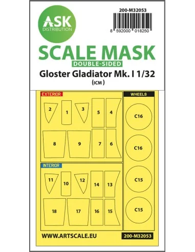 Gloster Gladiator Mk.I double-sided painting mask for Revell / ICM,...