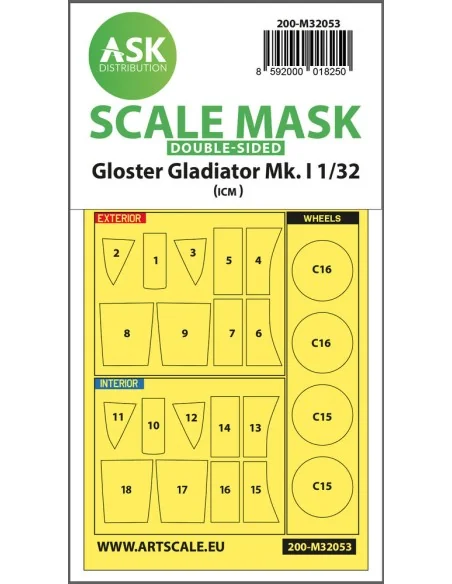 Gloster Gladiator Mk.I double-sided painting mask for Revell / ICM,...