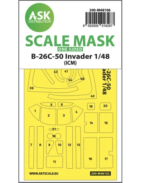 B-26C-50 Invader one-sided mask self-adhesive pre-cutted for ICM, 1...