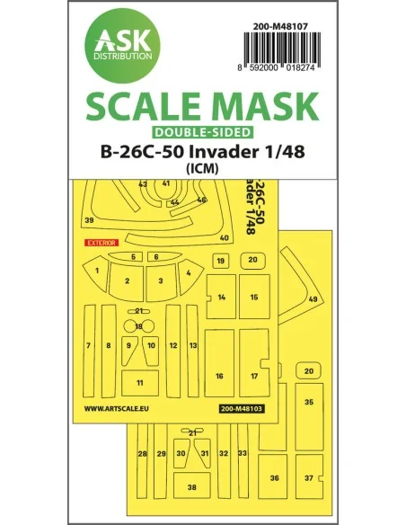 B-26C-50 Invader double-sided mask self-adhesive pre-cutted for ICM...