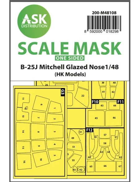 B-25J Mitchell one-sided mask self-adhesive pre-cutted for HK Model...