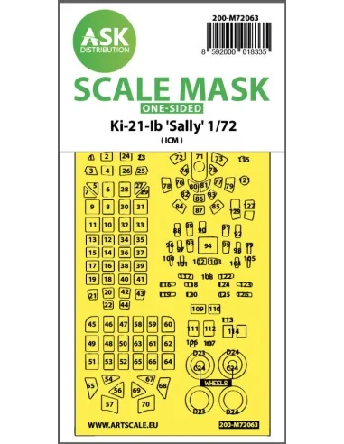 Ki-21lb Sally one-sided pre-cuttet mask for ICM, 1/72 - Art Scale K...