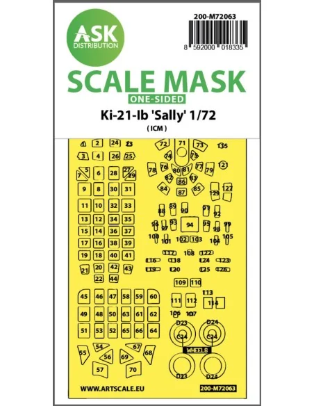 Ki-21lb Sally one-sided pre-cuttet mask for ICM, 1/72 - Art Scale K...